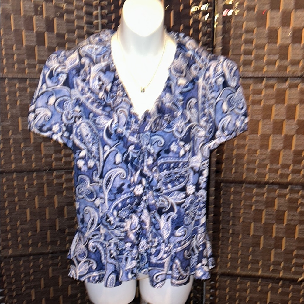 Lauren Ralph Lauren Blue Paisley Women's Top, medium